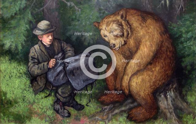 The Ash Lad and the Bear, 1900. Creator: Theodor Kittelsen.