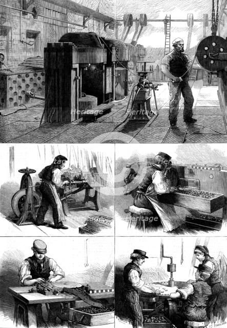 The Ashantee Expedition: making the bullets at Woolwich Arsenal, 1873. Creator: Unknown.