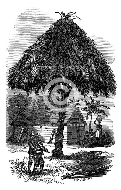 The Ashantee War: the camp whipping-post at Inquabim, 1874. Creator: Unknown.