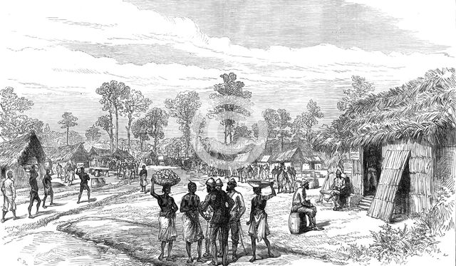The Ashantee War: the Camp of Mansu, on the road to the Prah...sketch by our special artist, 1874. Creator: Unknown.