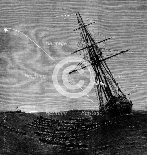The Ashantee War: the decoy giving the signal for the boats to start for the attack on Elmina, 1873. Creator: Unknown.