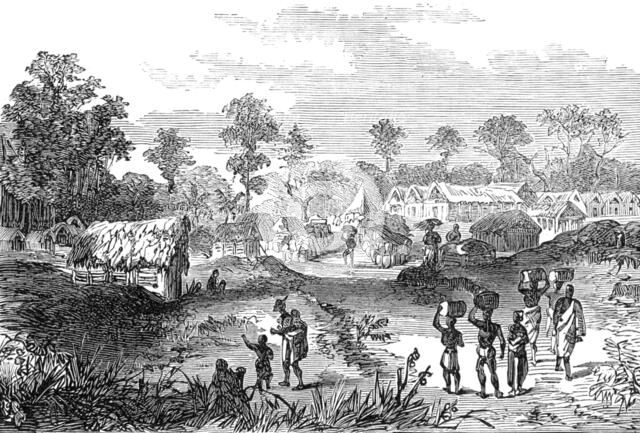 The Ashantee War: Yancomassie-Assin - station on the road to Coomassie..., 1874. Creator: Unknown.