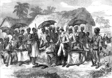 The Ashantee War: a conference with a native king, from a sketch by our special artist, 1874. Creator: Unknown
