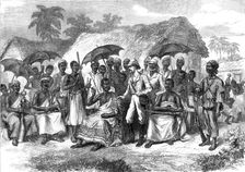 The Ashantee War: a conference with a native king, from a sketch by our special artist, 1874. Creator: Unknown