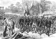 The Ashantee War: arrival of the Naval Brigade in Camp at Prahsu - by our special artist, 1874. Creator: Unknown