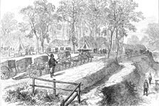 The Ashantee War: artillery park in the camp at Prah-Su, from a sketch by our special artist, 1874. Creator: Unknown