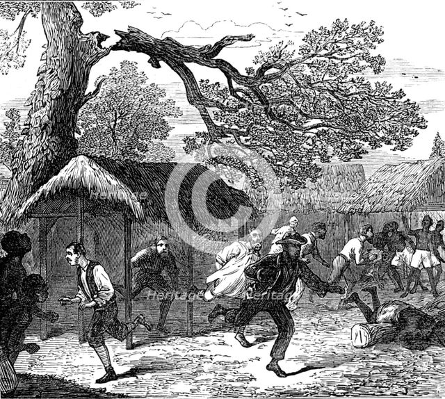 The Ashantee War: fall of a tree in camp, 1874. Creator: Unknown.