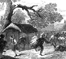The Ashantee War: fall of a tree in camp, 1874. Creator: Unknown