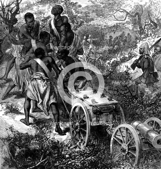 The Ashantee War: howitzer battery for n*gro gunners, 1873. Creator: Unknown.