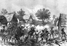 The Ashantee War: Lord Gifford and advance scouts storming a village...by our special artist, 1874. Creator: Unknown