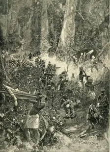 The Ashanti War of 1900: A Fight in the Forest c1900. Creator: Marguerite Jacob