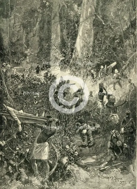 'The Ashanti War of 1900: A Fight in the Forest', c1900. Creator: Marguerite Jacob.