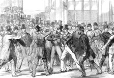 The Assault on M. Gambetta by M. de Sainte-Croix at the Sainte Lazare Station, Paris, 1874. Creator: Unknown