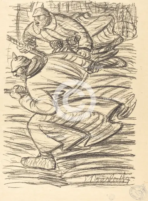 The Assault, published 1915. Creator: Ernst Barlach.