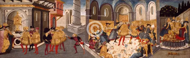 The Assassination and Funeral of Julius Caesar, 1455/60. Creators: Workshop of Apollonio di Giovanni, Workshop of Marco del Buono Giamberti.