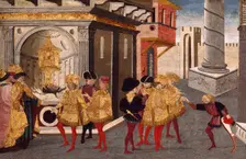 The Assassination and Funeral of Julius Caesar, 1455/60. Creators: Workshop of Apollonio di Giovanni, Workshop of Marco del Buono Giamberti