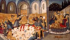 The Assassination and Funeral of Julius Caesar, 1455/60. Creators: Workshop of Apollonio di Giovanni, Workshop of Marco del Buono Giamberti