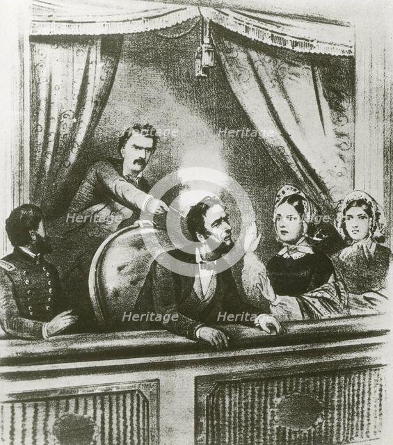 The assassination of Abraham Lincoln, Ford's Theatre, Washington, 14 April 1865. Creator: Unknown.