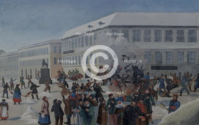 The Assassination of Alexander II on 13 March 1881. Artist: Anonymous  