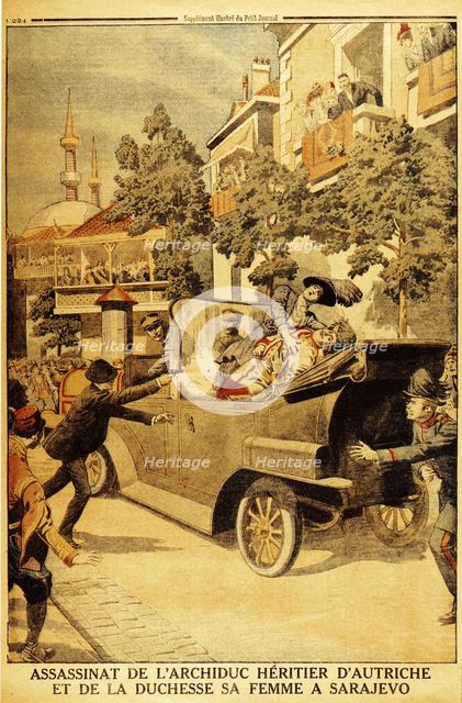 The Assassination of Archduke Franz Ferdinand of Austria and his wife, Duchess Sophia, by Gavrilo Pr Artist: Anonymous  