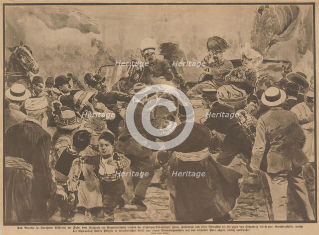 The Assassination of Archduke Franz Ferdinand of Austria and his wife in Sarajevo, 28th June 1914. Creator: Anonymous.