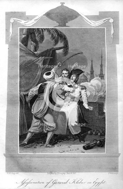 The assassination of General Kléber in Egypt, 1816.Artist: T Wallis