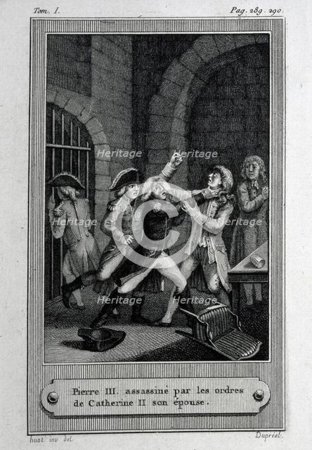 The Assassination of Emperor of Russia Peter III Fyodorovich on 17 July 1762. Artist: French master  