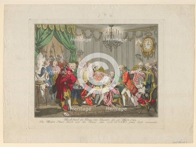 The Assassination of King Gustav III on 16 March 1792, 1792. Artist: Anonymous  