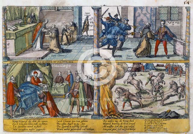 The assassination of Henry III of France, 1589. Artist: Unknown