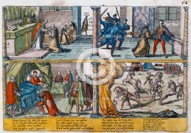 The assassination of Henry III of France, 1589. Creator: Unknown.