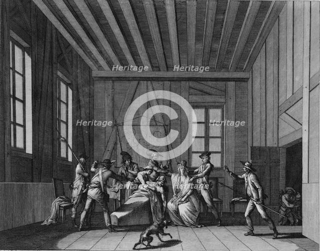 The Assassination of Jean-Paul Marat, c. 1795. Artist: Berthault, Pierre Gabriel (1748-1819)