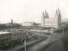 The Assembly Hall, Tabernacle and Mormon Temple Salt Lake City, USA, 1895. Creator: Charles Roscoe Savage
