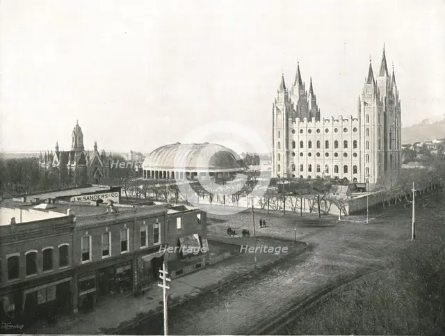 'The Assembly Hall, Tabernacle and Mormon Temple', Salt Lake City, USA, 1895.   Creator: Charles Roscoe Savage.