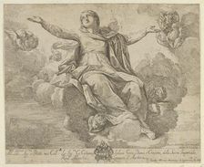 The Assumption of the Virgin, who is seated in the clouds with arms outstretched, ang..., 1685-1720. Creator: Giovanni Antonio Lorenzini