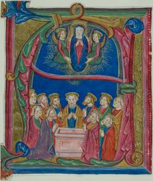 The Assumption of the Virgin in a Historiated Initial "A" from an Antiphonary, 15th century. Creator: Unknown
