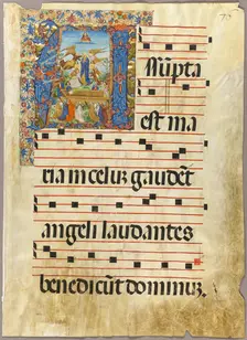 The Assumption of the Virgin in a Historiated Initial from a Gradual, c.1500. Creator: Unknown