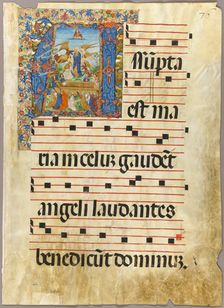 The Assumption of the Virgin in a Historiated Initial from a Gradual, c.1500. Creator: Unknown