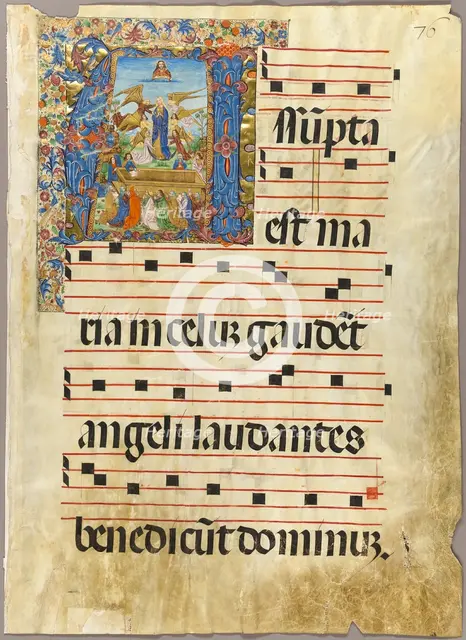 The Assumption of the Virgin in a Historiated Initial from a Gradual, c.1500. Creator: Unknown.
