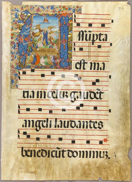 The Assumption of the Virgin in a Historiated Initial from a Gradual, c.1500. Creator: Unknown.