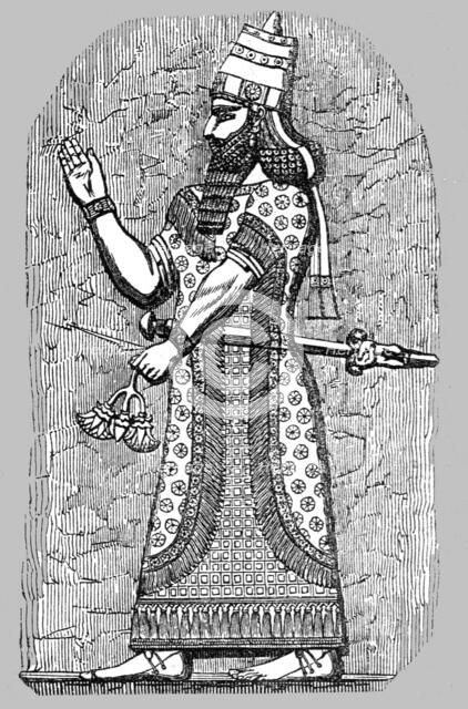 'The Assyrian King; at the entrance to the Nineveh Court, Crystal Palace, Sydenham', 1854. Creator: Unknown.