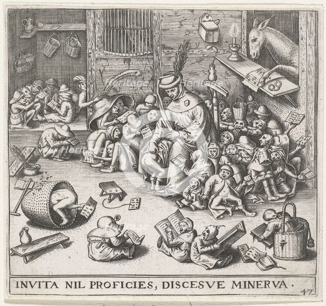 The Ass in the School. Artist: Heyden, Pieter, van der (1538-1572)