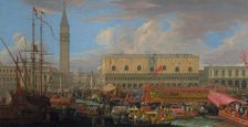 The Bucintoro Departing from the Bacino di San Marco, 1710. Creator: Luca Carlevarijs