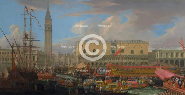 The Bucintoro Departing from the Bacino di San Marco, 1710. Creator: Luca Carlevarijs.
