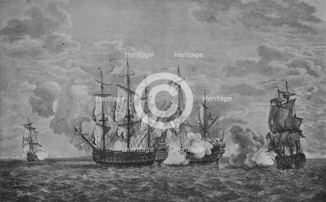 'The 'Buckingham' and the 'Florissant'', c1760. Artist: Richard Paton.