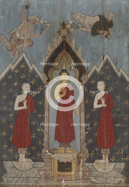 The Buddha with his disciples Sariputta and Moggalana, 1st quarter 19th century. Creator: Unknown.