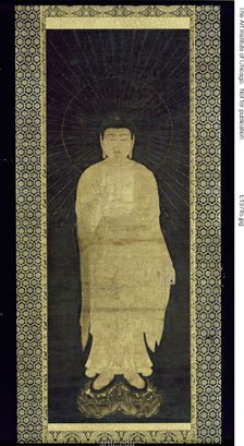 The Buddha Amida, from the triptych Approach of the Amida..., Kamakura Period; mid-13th cent. Creator: Unknown