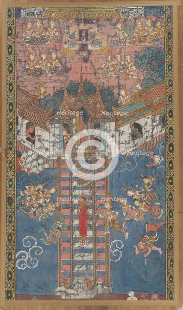 The Buddha Descending from Trayastrimsa Heaven at Sankissa, 19th century. Creator: Unknown.