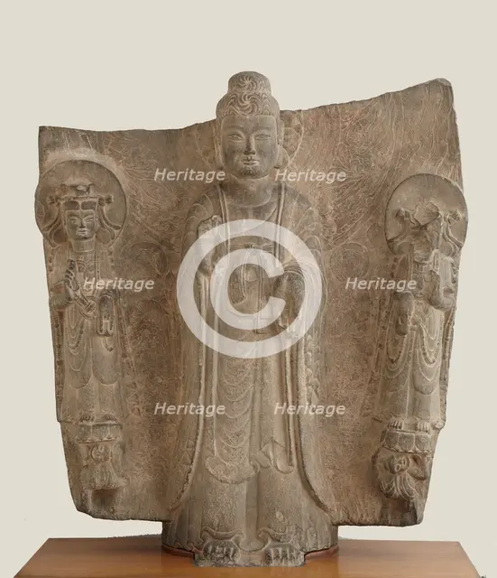 The Buddha Gautama Sakyamni (Shih-chia) and attendant divinities, Period of Division, 534 CE. Creator: Unknown.