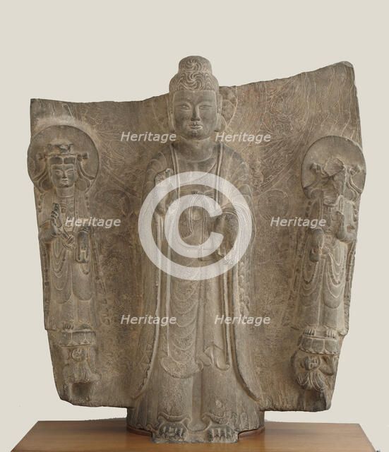 The Buddha Gautama Sakyamni (Shih-chia) and attendant divinities, Period of Division, 534 CE. Creator: Unknown.