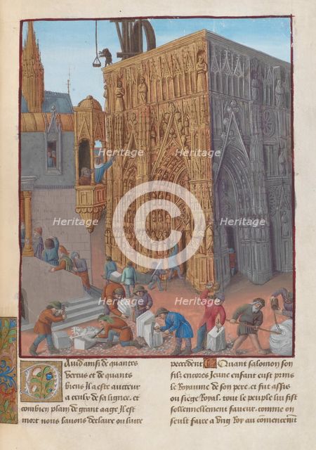 The Building of the Temple of Solomon. Illustration in Flavius Josephus Antiquities of the Jews (A